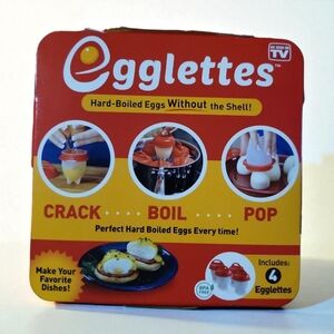 NWT Egglettes Egg Cooker Hard Boiled Eggs Without Shell 4 Egg Cups